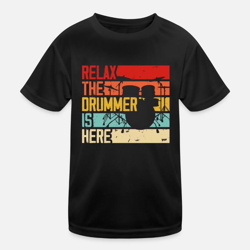 Drums Drummer Drummer - Kids Functional T-Shirt - black