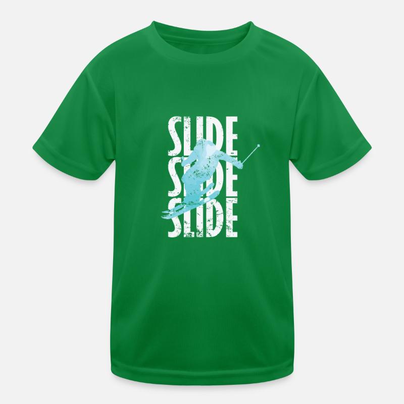 Slide Skiing Kids Functional T-Shirt