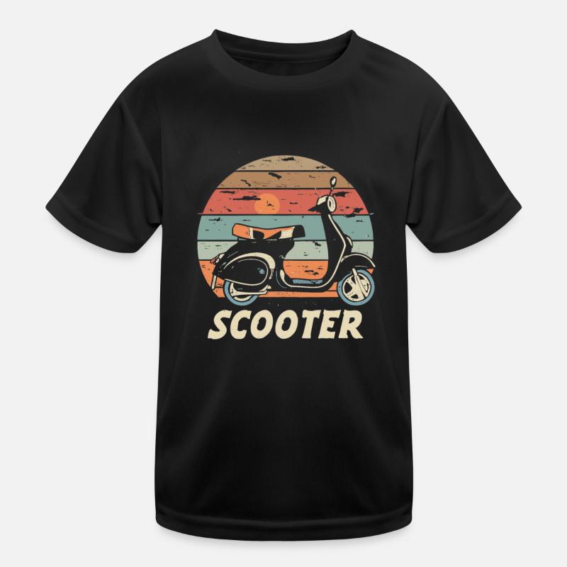 Scooter Motorroller Mofa Rouleau de cyclomoteur - T-shirt sport Enfant - noir