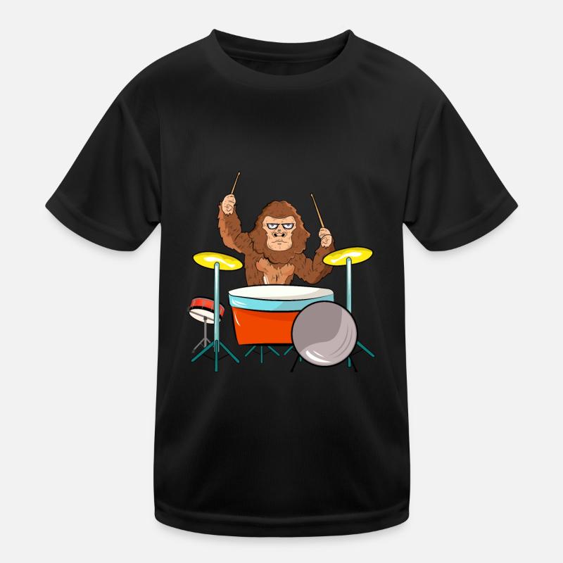 Bigfoot Playing Drums Kids Functional T-Shirt