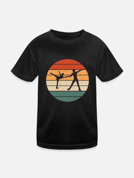 Retro Eistanz Outfit Schlittschuhlaufen - Kinder Funktions-T-Shirt - Schwarz - Vorne