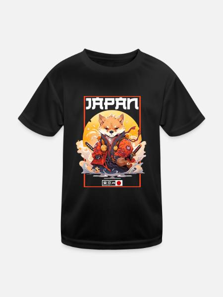 Asia Corki Japanese Samurai Samurai - Kids Functional T-Shirt - black - Front