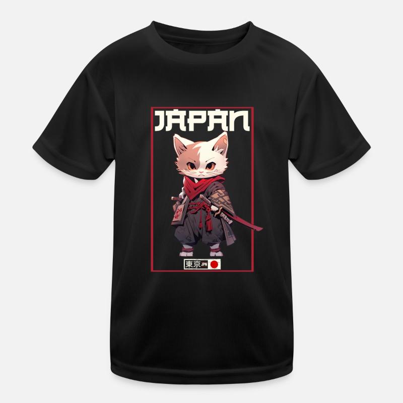 Asia Cat Japanese Samurai Samurai Kids Functional T-Shirt