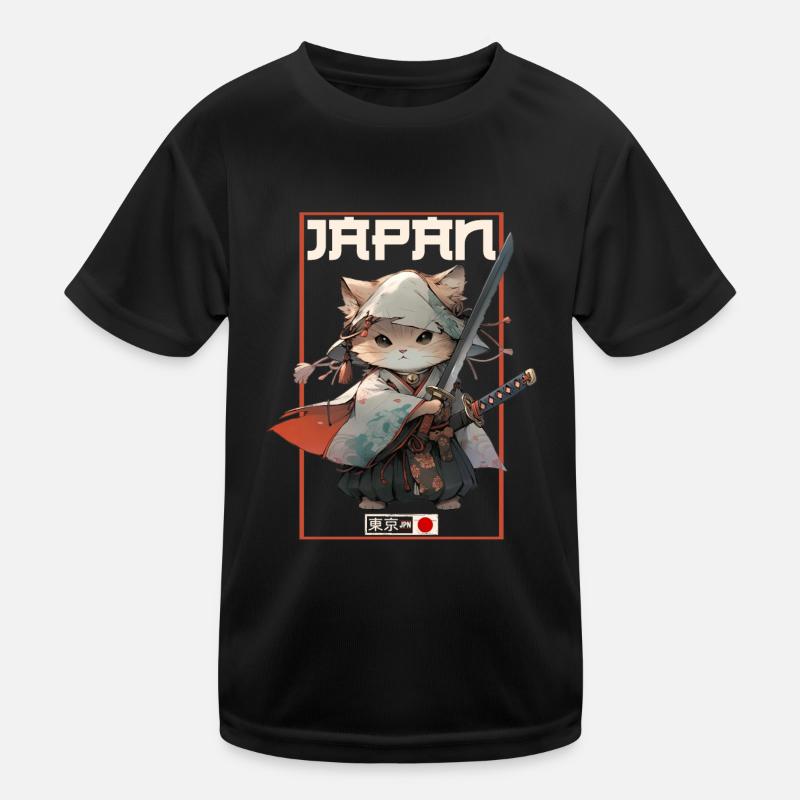 Asien Katze Japanischer Samurais Samurai Kinder Funktions-T-Shirt