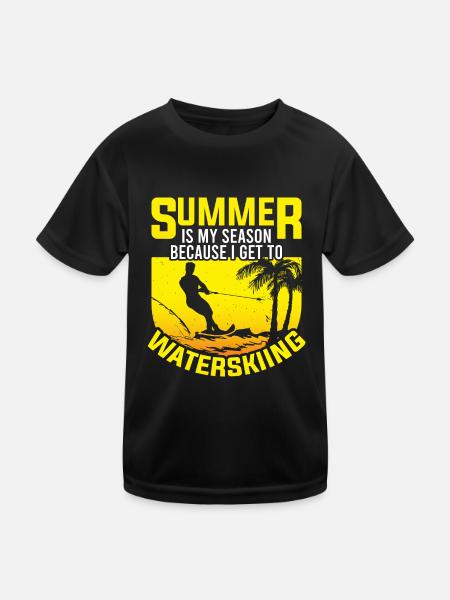 Summer is my season: water skiing - Kids Functional T-Shirt - black - Front
