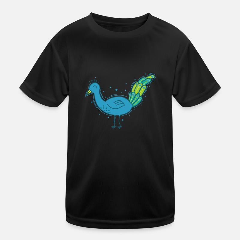 Pfau Tier bunt Vogel Federn Kinder Funktions-T-Shirt
