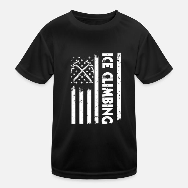USA Fahne Eisklettern Kinder Funktions-T-Shirt