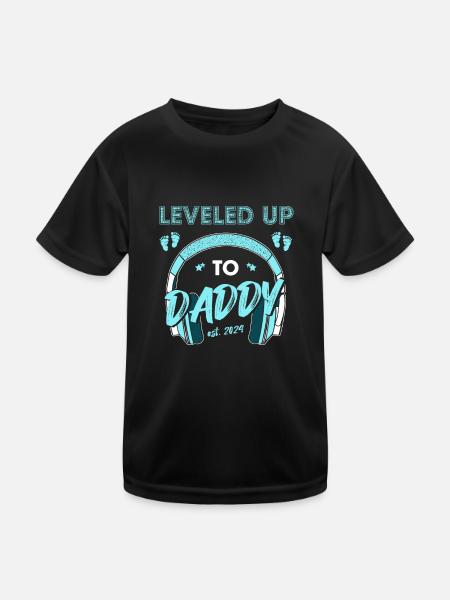 Leveled Up To Daddy Est. 2024 - Kinder Funktions-T-Shirt - Schwarz - Vorne