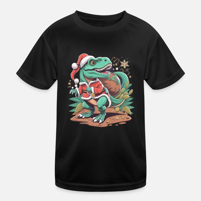 Dinosaur Trex Christmas Kids Functional T-Shirt