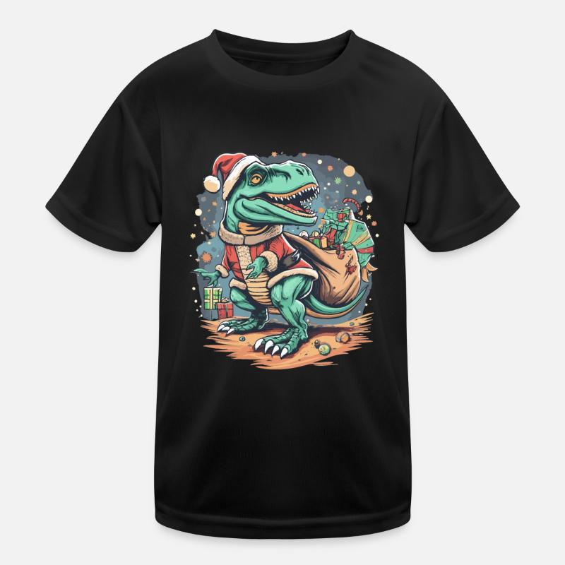 Dinosaur Trex Christmas Kids Functional T-Shirt