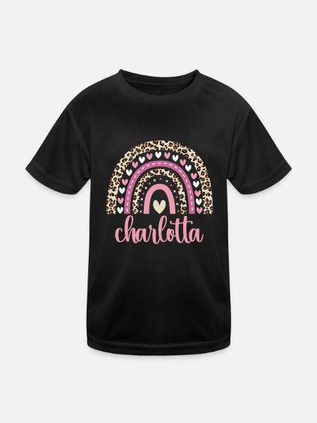 Charlotta Regenbogen Name Geburtstag Charlotta - Kinder Funktions-T-Shirt - Schwarz - Vorne