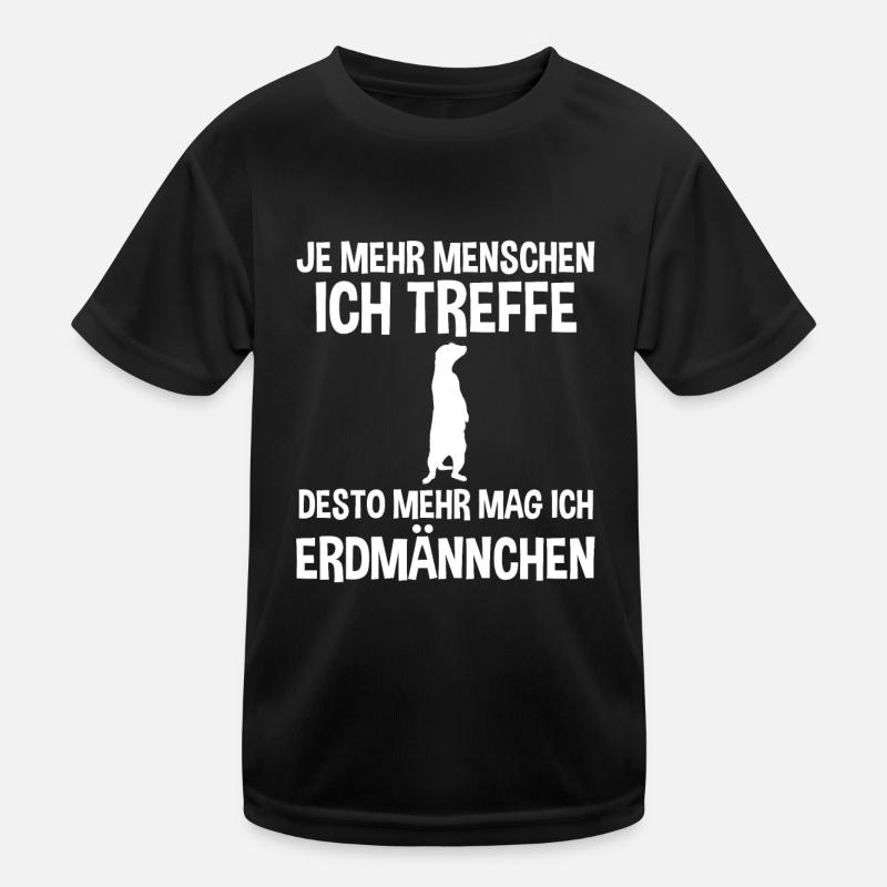 Erdmännchen - Kinder Funktions-T-Shirt - Schwarz