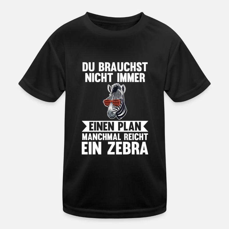 Zebra - Kinder Funktions-T-Shirt - Schwarz