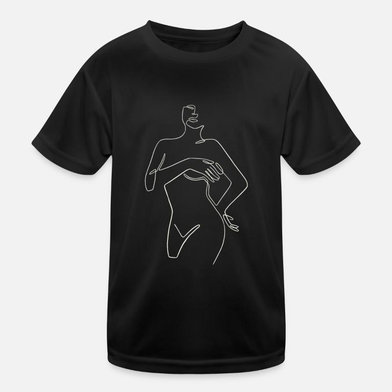 Line Art Gezeichnete Frau Mit Hut Design Kinder Funktions-T-Shirt