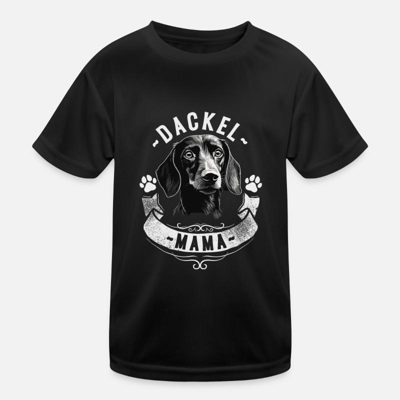Dackel Mama - Kinder Funktions-T-Shirt - Schwarz