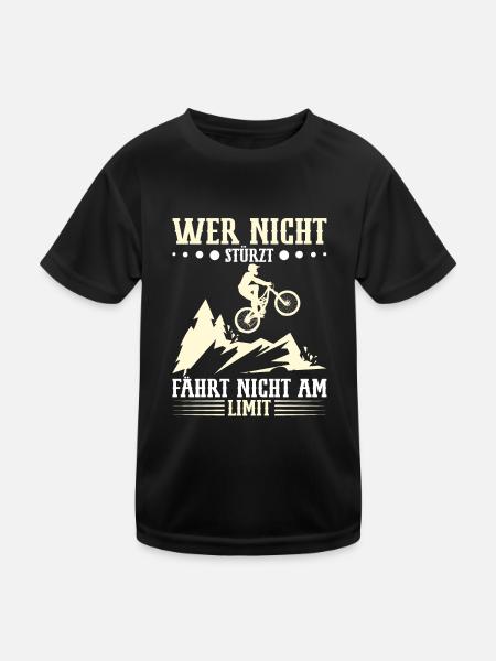 Bike Fahrradfahrer MTB Mountainbike Radfahrer - Kinder Funktions-T-Shirt - Schwarz - Vorne