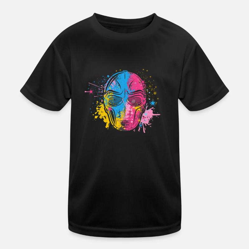 Paintball Lover Face Mask Paint Ball Team Kids Functional T-Shirt