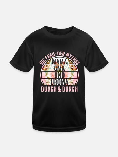 Mutter Mama Oma Uroma - Kinder Funktions-T-Shirt - Schwarz - Vorne