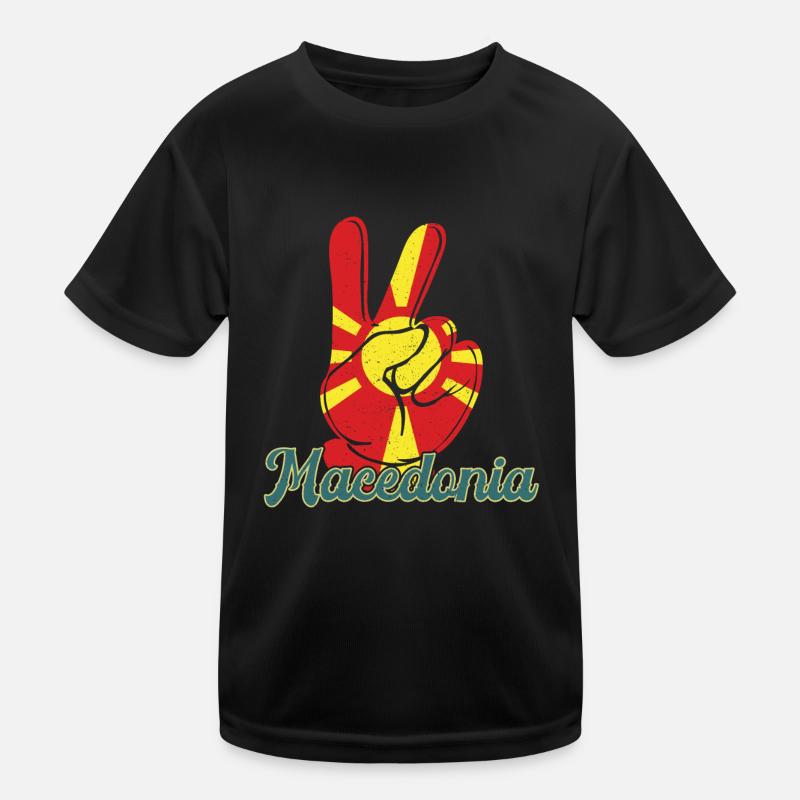 Herkunft Mazedonien Balkan Flagge Reise Urlaub Kinder Funktions-T-Shirt