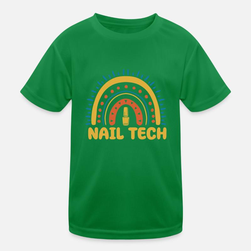 Nageltechnikerin Boho Regenbogen Kinder Funktions-T-Shirt