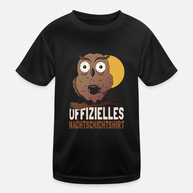 Offizielles Nachtschichtshirt Eule - Kinder Funktions-T-Shirt - Schwarz