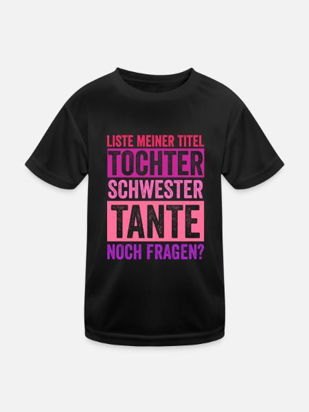 Schwester und Tante - Kinder Funktions-T-Shirt - Schwarz - Vorne