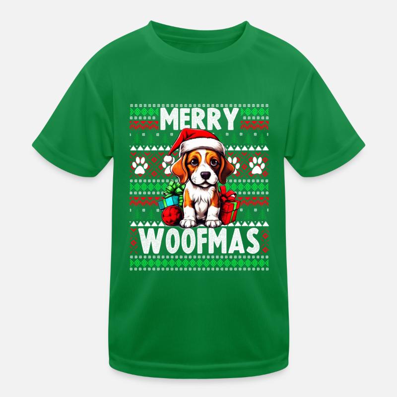 Drôle de conception de Noël de chien Beagle - Merry Woofmas T-shirt sport Enfant