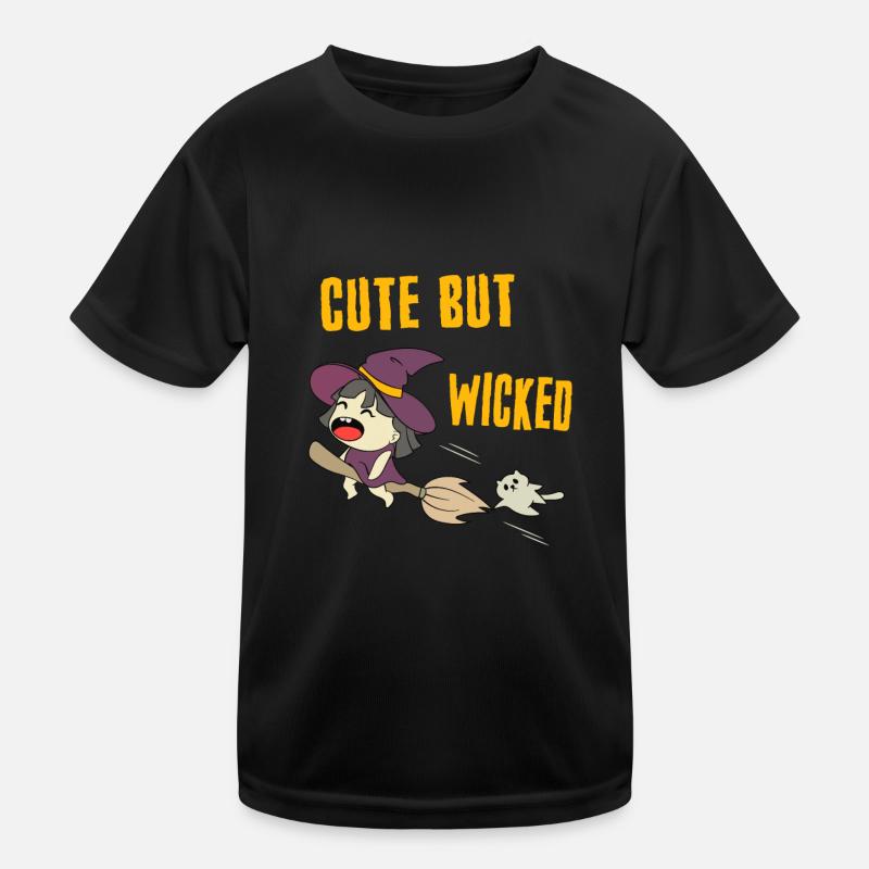 Mignon mais maléfique Drôle Chibi Sorcière Halloween T-shirt sport Enfant
