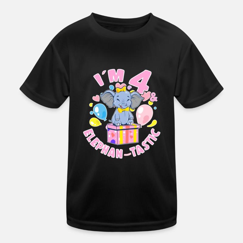 Birthday Elephant 4 Years Old Bday Party Gift Kinder Funktions-T-Shirt
