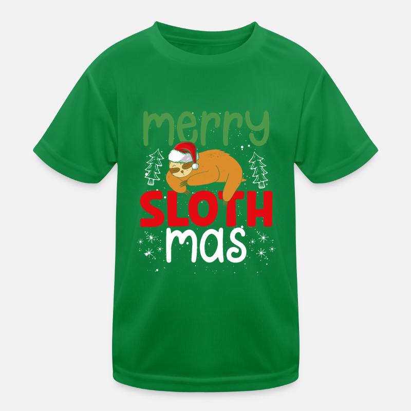 Cheerful Slothmas Kids Functional T-Shirt
