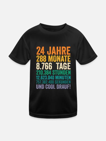 24 Jahre Vierundzwanzigster Geburtstag - Kinder Funktions-T-Shirt - Schwarz - Vorne