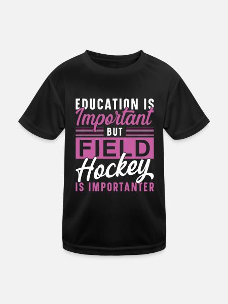 Field Hockey Education Is - Kinder Funktions-T-Shirt - Schwarz - Vorne