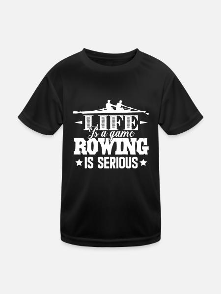 Rowing Life Is A Game Rowing Is Serious - Kids Functional T-Shirt - black - Front