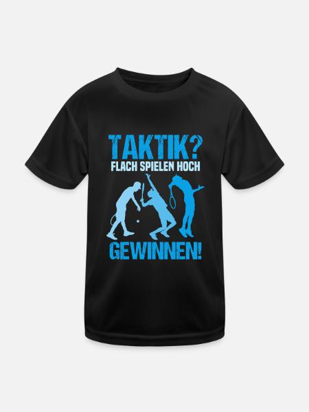 Taktik Tennis Humor Tennisspieler - Kinder Funktions-T-Shirt - Schwarz - Vorne