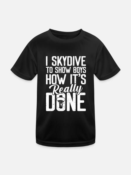 Skydiving - Kinder Funktions-T-Shirt - Schwarz - Vorne
