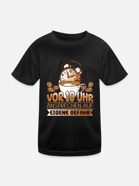 Morgenmuffel Kaffee Vor 10 Uhr nicht ansprechen - Kinder Funktions-T-Shirt - Schwarz - Vorne