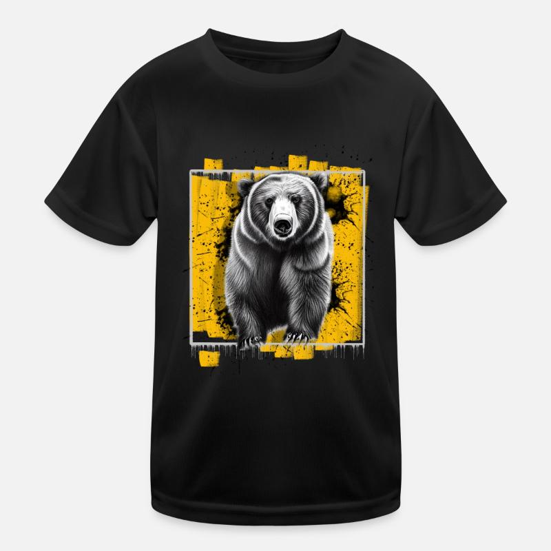Bär - Kinder Funktions-T-Shirt - Schwarz