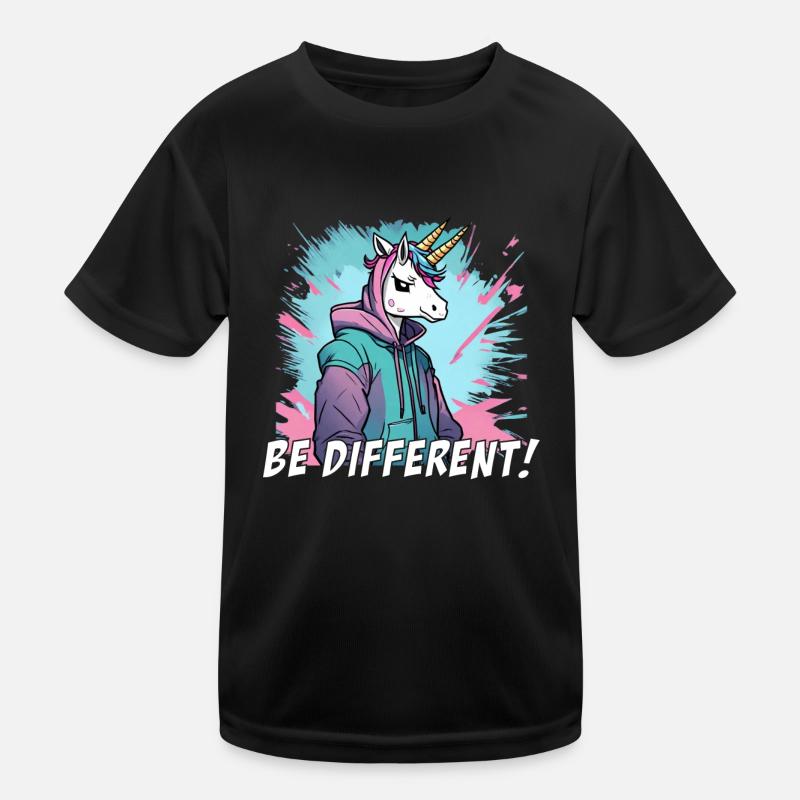 be different - sei anders Einhorn mit zwei Hörnern Kinder Funktions-T-Shirt
