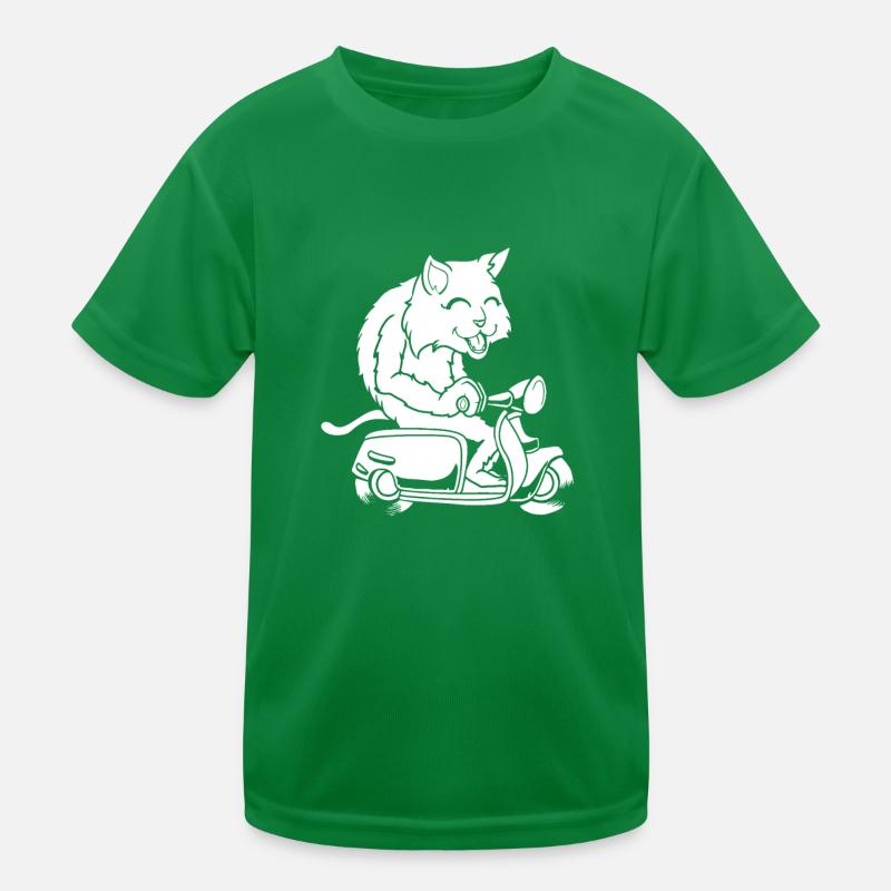 Motorroller Katze Kinder Funktions-T-Shirt