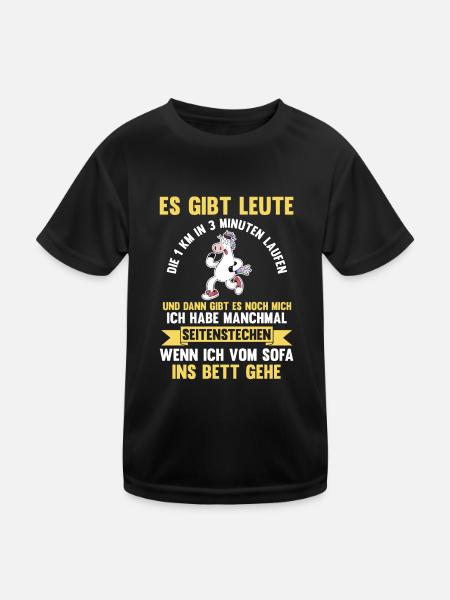 Kuh Langschläfer Sportmuffel Morgenmuffel Lustige - Kinder Funktions-T-Shirt - Schwarz - Vorne