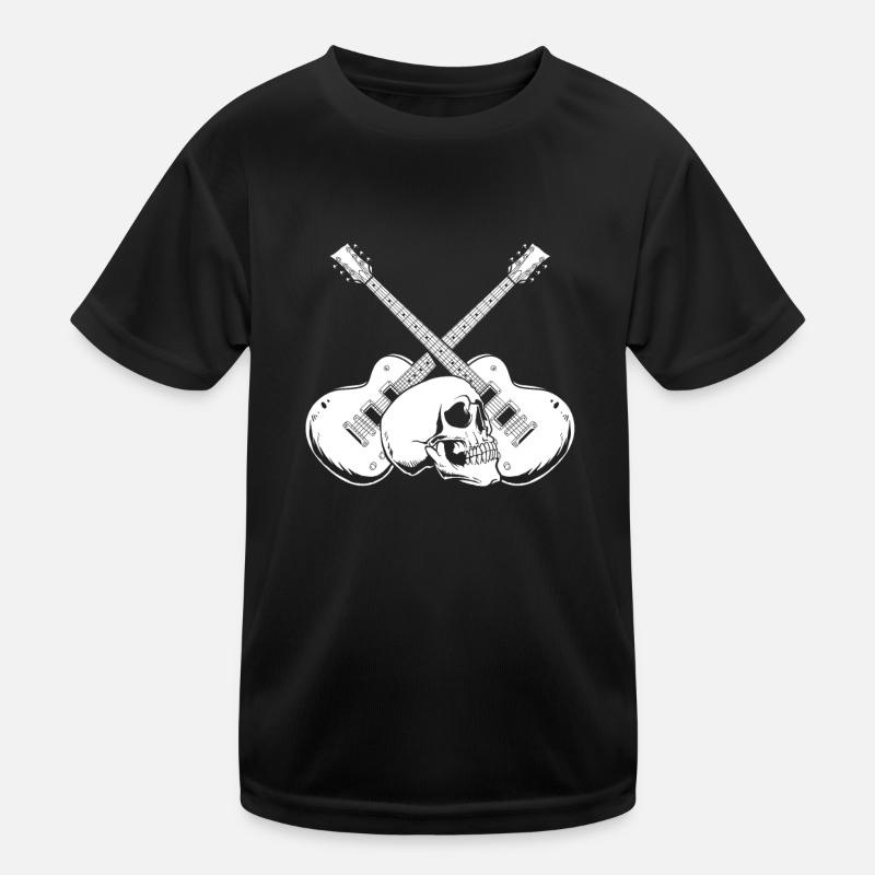 E Gitarre Elektrogitarre Schädel Kinder Funktions-T-Shirt