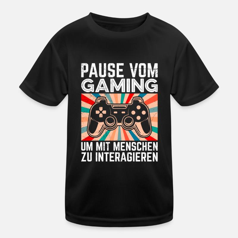 Video Spieler Pause vom Gaming Controller Video - Kinder Funktions-T-Shirt - Schwarz
