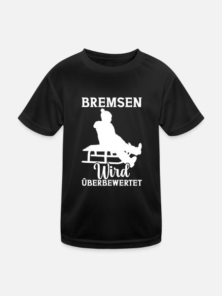 Schlitten fahren Rodeln Schlittenfahrer - Kinder Funktions-T-Shirt - Schwarz - Vorne