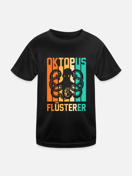 Tintenfisch Oktopus - Kinder Funktions-T-Shirt - Schwarz - Vorne