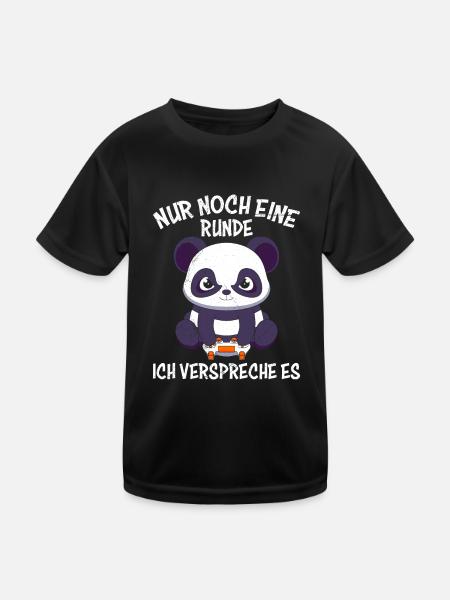 Gaming Panda Nur noch Eine Runde Ich Versprechs - Kinder Funktions-T-Shirt - Schwarz - Vorne