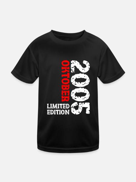2005 Oktober Limited Edition 18. Geburtstag Deko - Kinder Funktions-T-Shirt - Schwarz - Vorne