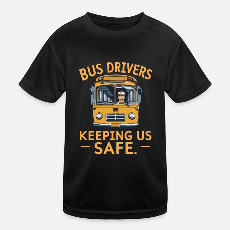 BUS DRIVERS KEEPING US SAFE - Kids Functional T-Shirt - black