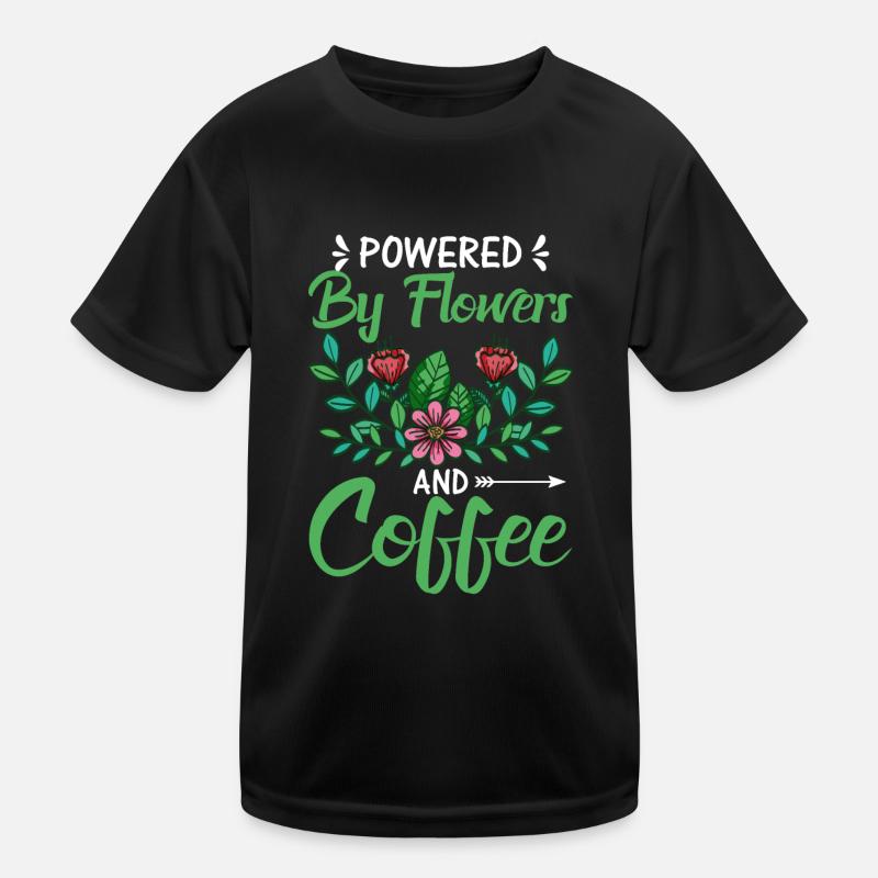 Powered by Blumen Und Kaffee Kinder Funktions-T-Shirt