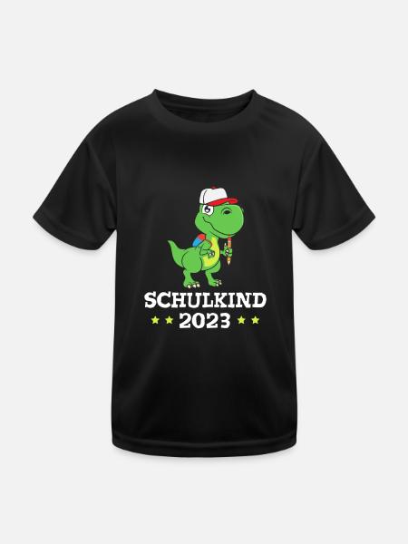Schulkind 2023 Dinosaurier - Kinder Funktions-T-Shirt - Schwarz - Vorne