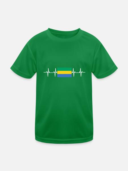 African Flag - Gabon - Kids Functional T-Shirt - kelly green - Front